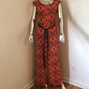 ❤️Orange and blue printed one piece jumper